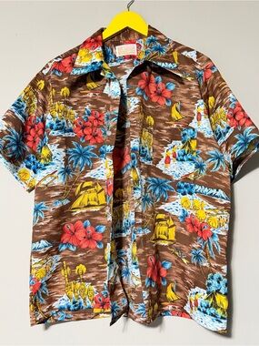 Vintage sears 70s Hawaiian Shirt Size L vacation resort